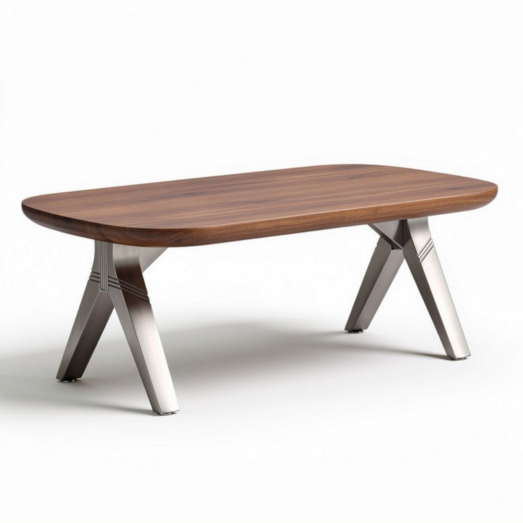 Wooden coffee table with stainless steel legs 120 x 60 x 45cm