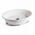 Oval ceramic bathroom sink with stainless steel base 50 x 35 x 15cm