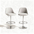 Adjustable bar stools with fabric upholstery and stainless steel base set of two