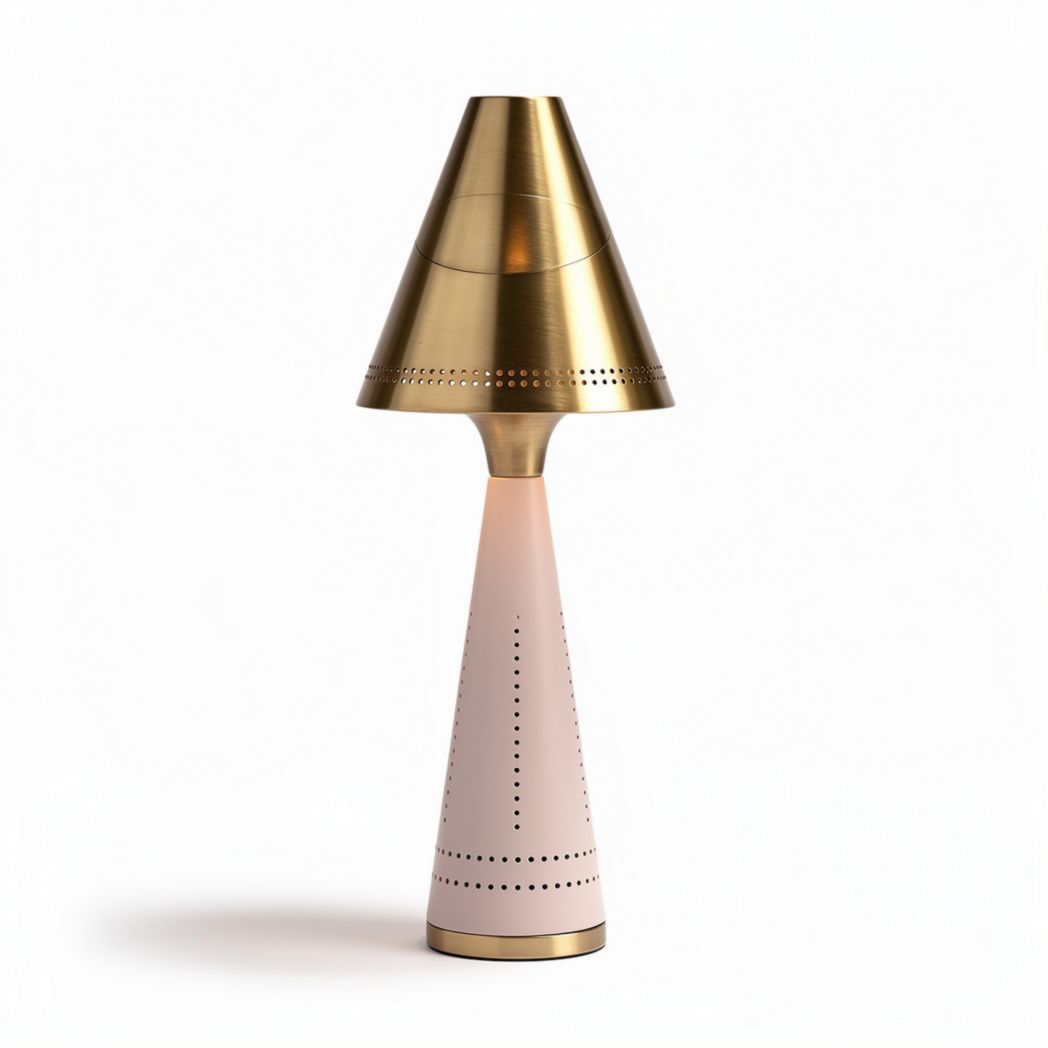 Brass and pink ceramic table lamp for home decor 15 x 15 x 30cm