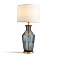 Glass table lamp with white fabric shade and gold accents 30 x 30 x 60cm