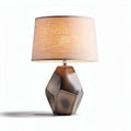 Geometric table lamp with fabric shade in bronze color 30 x 30 x 50cm