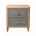 Wooden nightstand with gray drawers and two storage compartments 48 x 40 x 50cm
