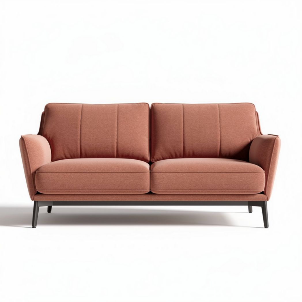 Modern two-seater sofa with fabric upholstery and metal legs in terracotta color 180 x 85 x 75cm