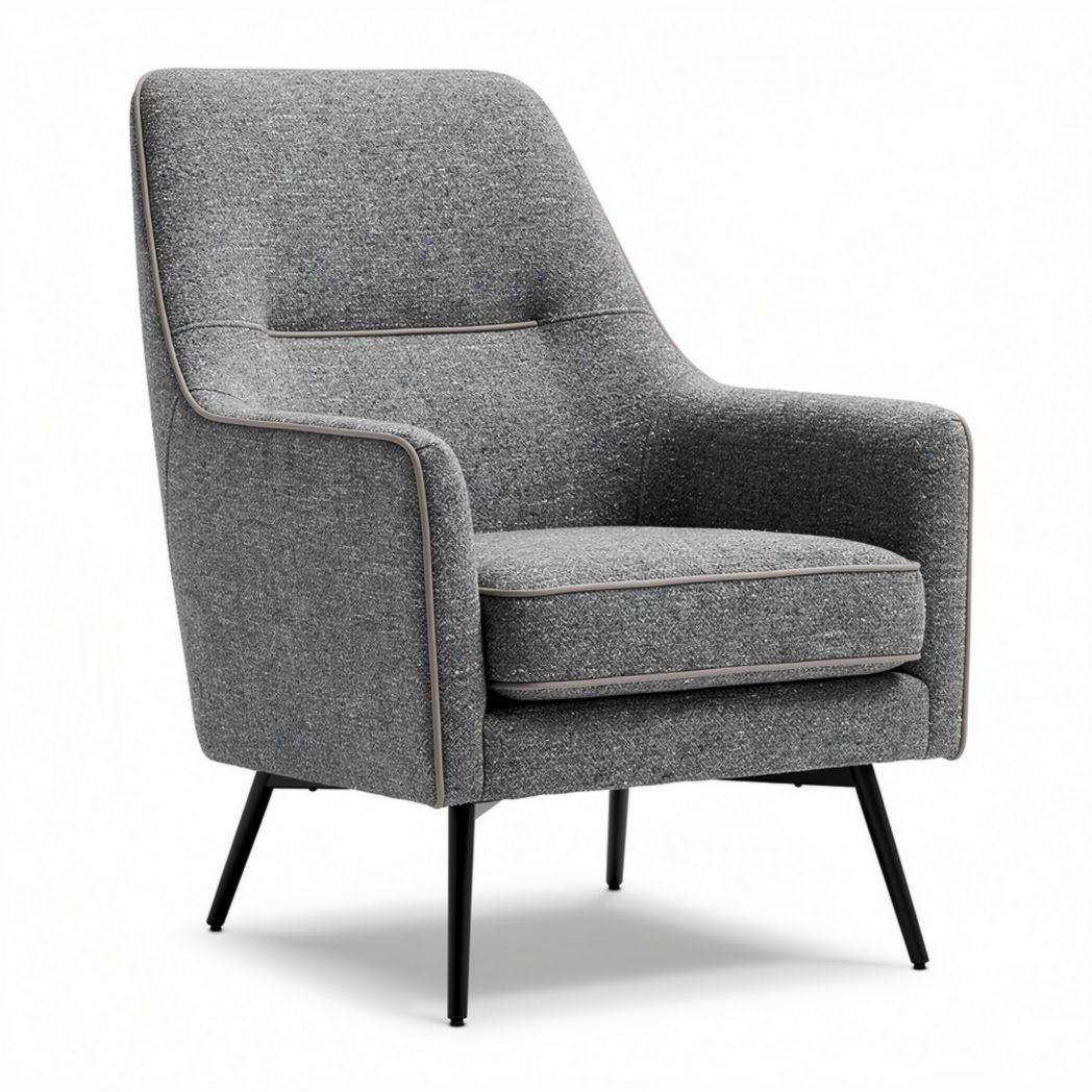 Fabric upholstered accent chair in gray with metal legs 75 x 80 x 90cm