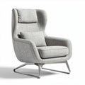 Fabric upholstered modern accent chair with metal base and removable cushions